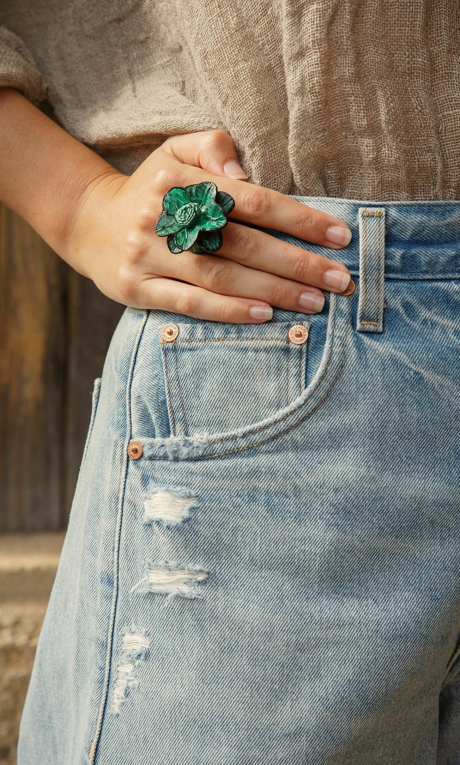 Daisy Leather Ring>Plümo Sale
