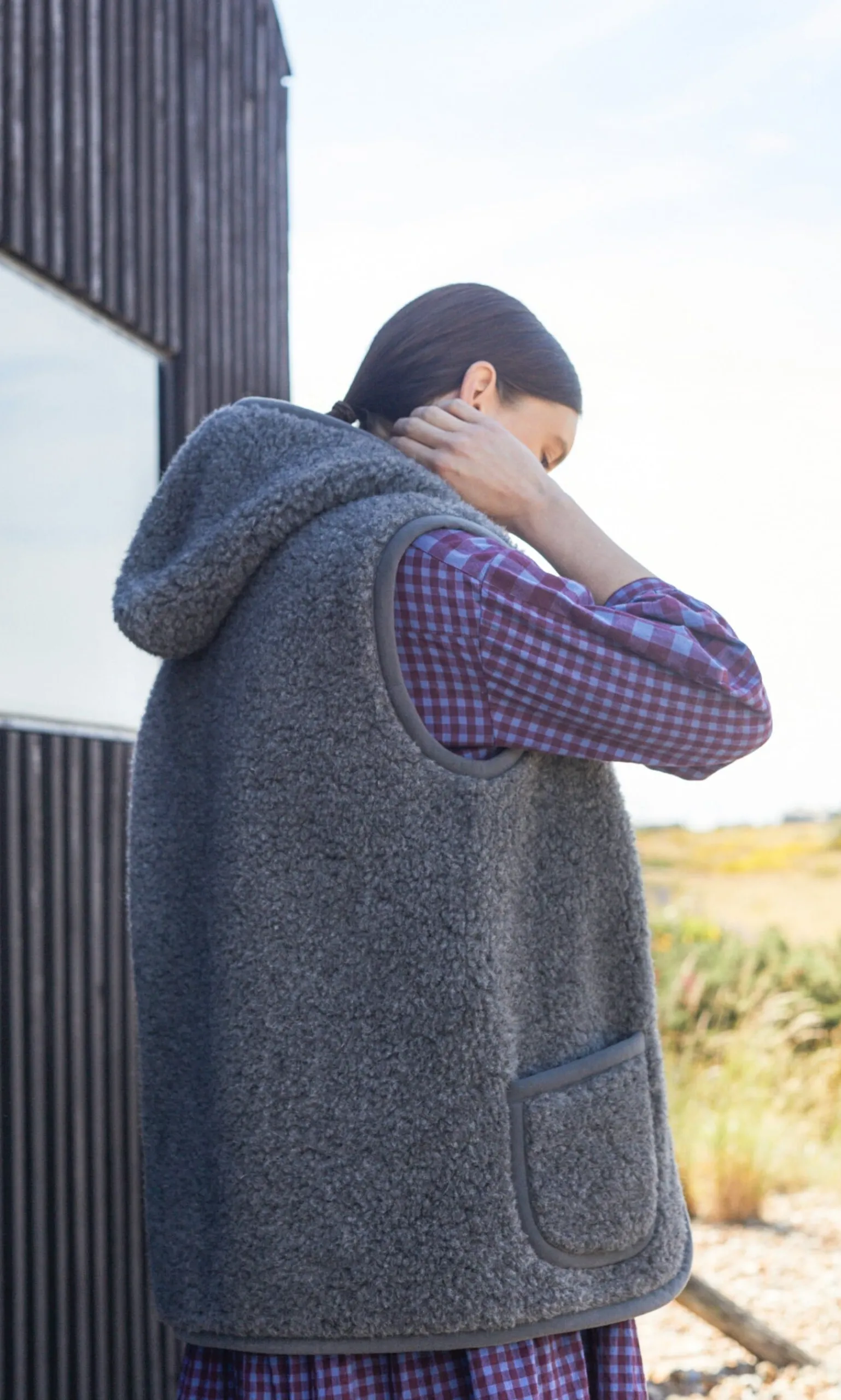 Dark Grey Wool Gilet>Plümo Studio Online