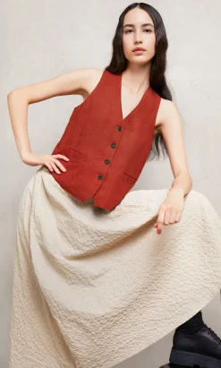 Frida Waistcoat - Tomato Red>Plümo Studio Online