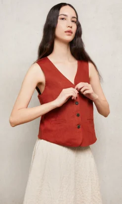 Frida Waistcoat - Tomato Red><noscript><img width=