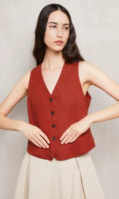 Frida Waistcoat - Tomato Red><noscript><img width=