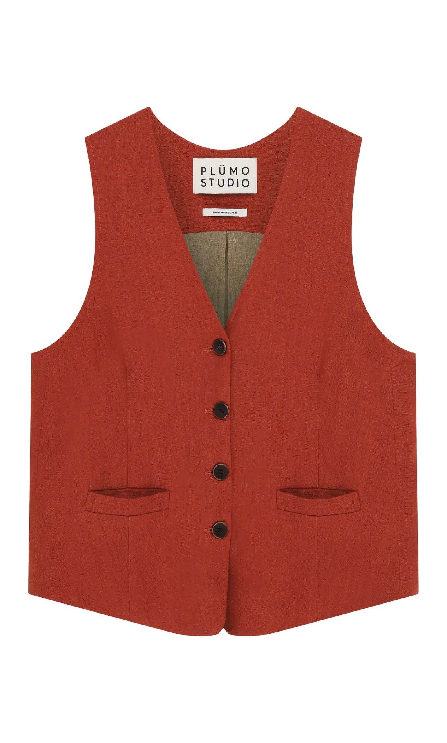 Frida Waistcoat - Tomato Red>Plümo Studio Online
