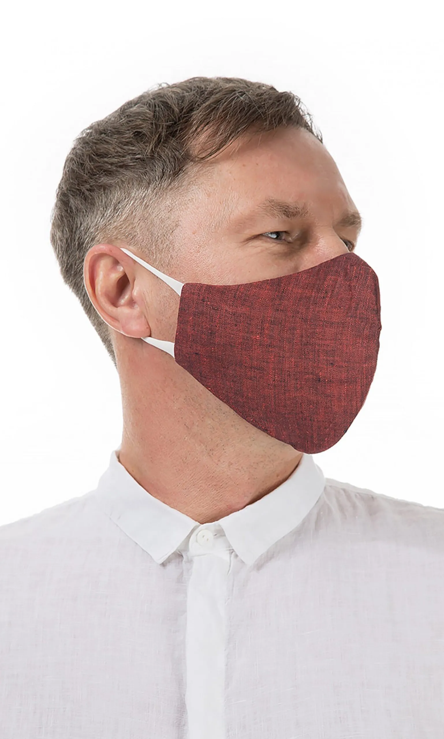 Organic Linen Mask Men - Rust>Plümo