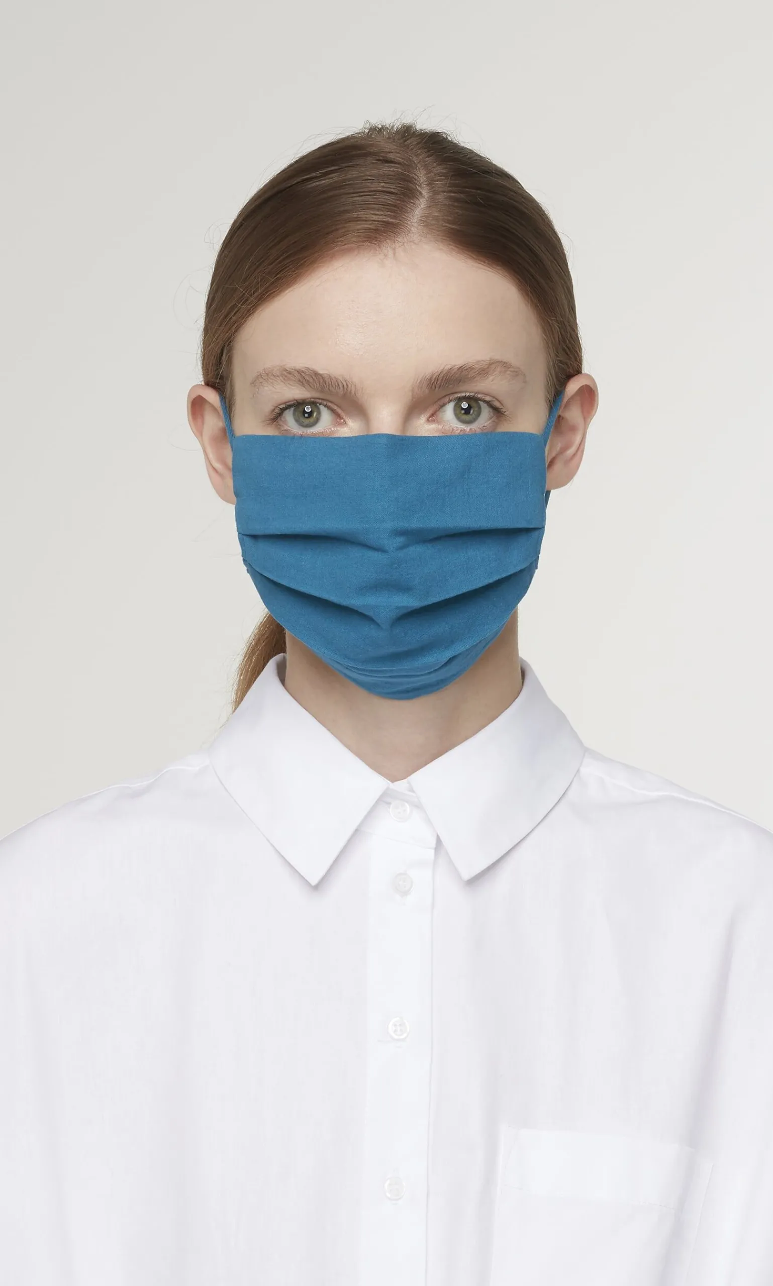 Pleated Face Mask & Pouch - Finnish Blue>Plümo