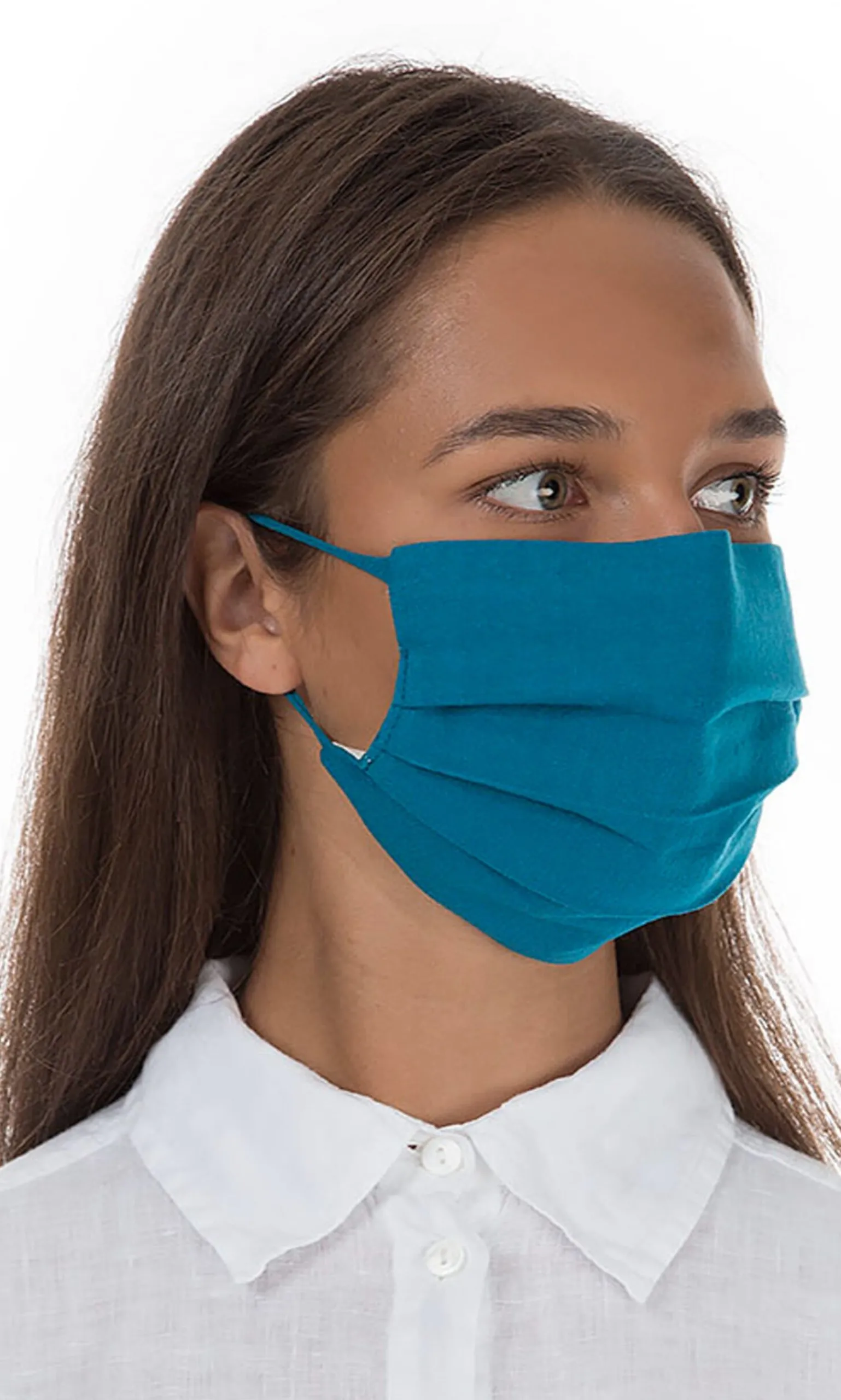 Pleated Face Mask & Pouch - Finnish Blue>Plümo