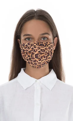 Pleated Face Mask & Pouch - Leopard Print><noscript><img width=