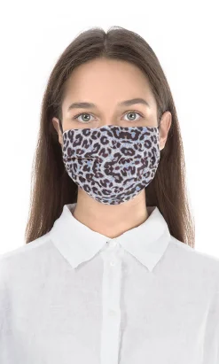 Pleated Face Mask & Pouch - Blue Leopard>Plümo Sale