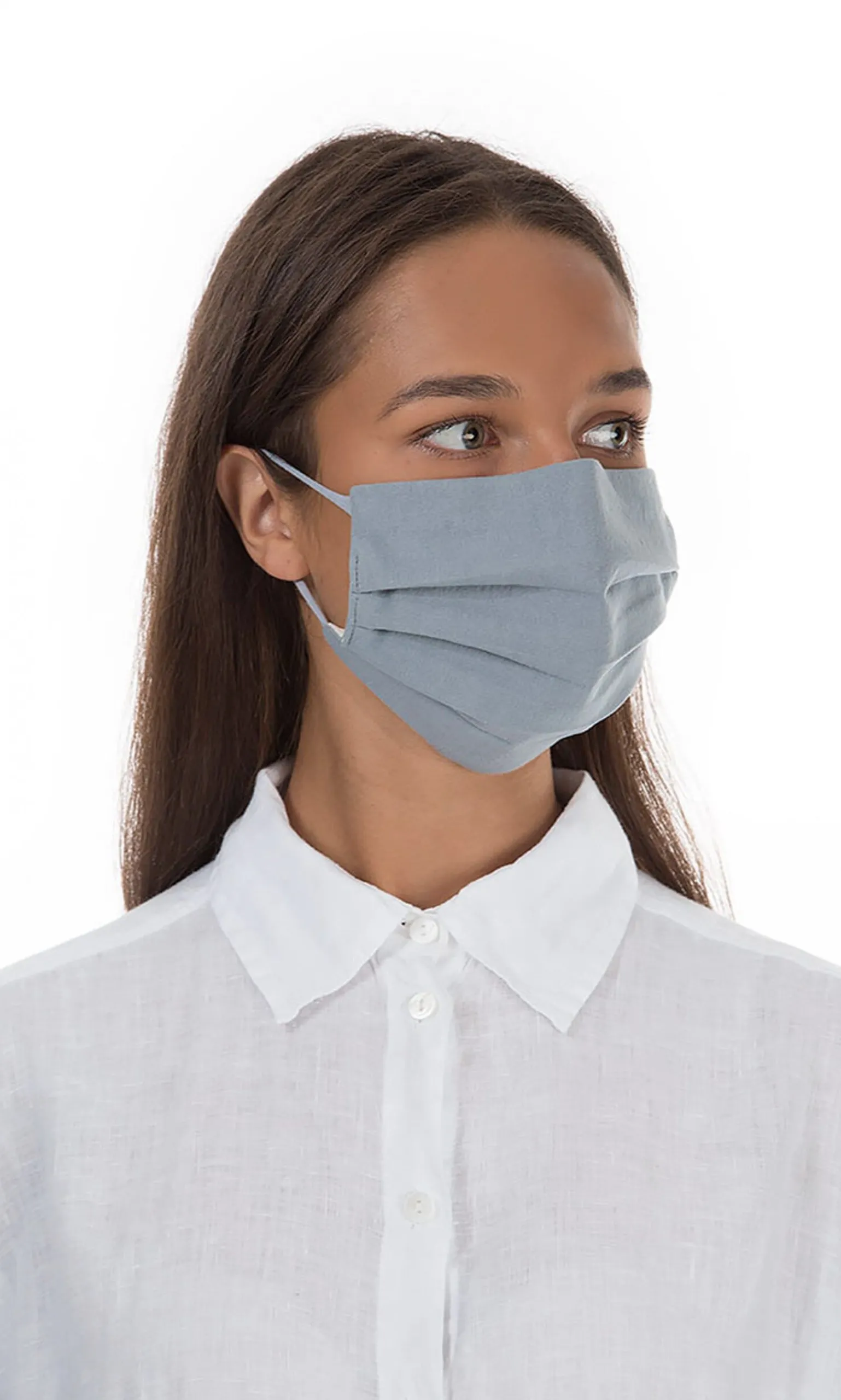 Pleated Face Mask & Pouch - Grey>Plümo Clearance