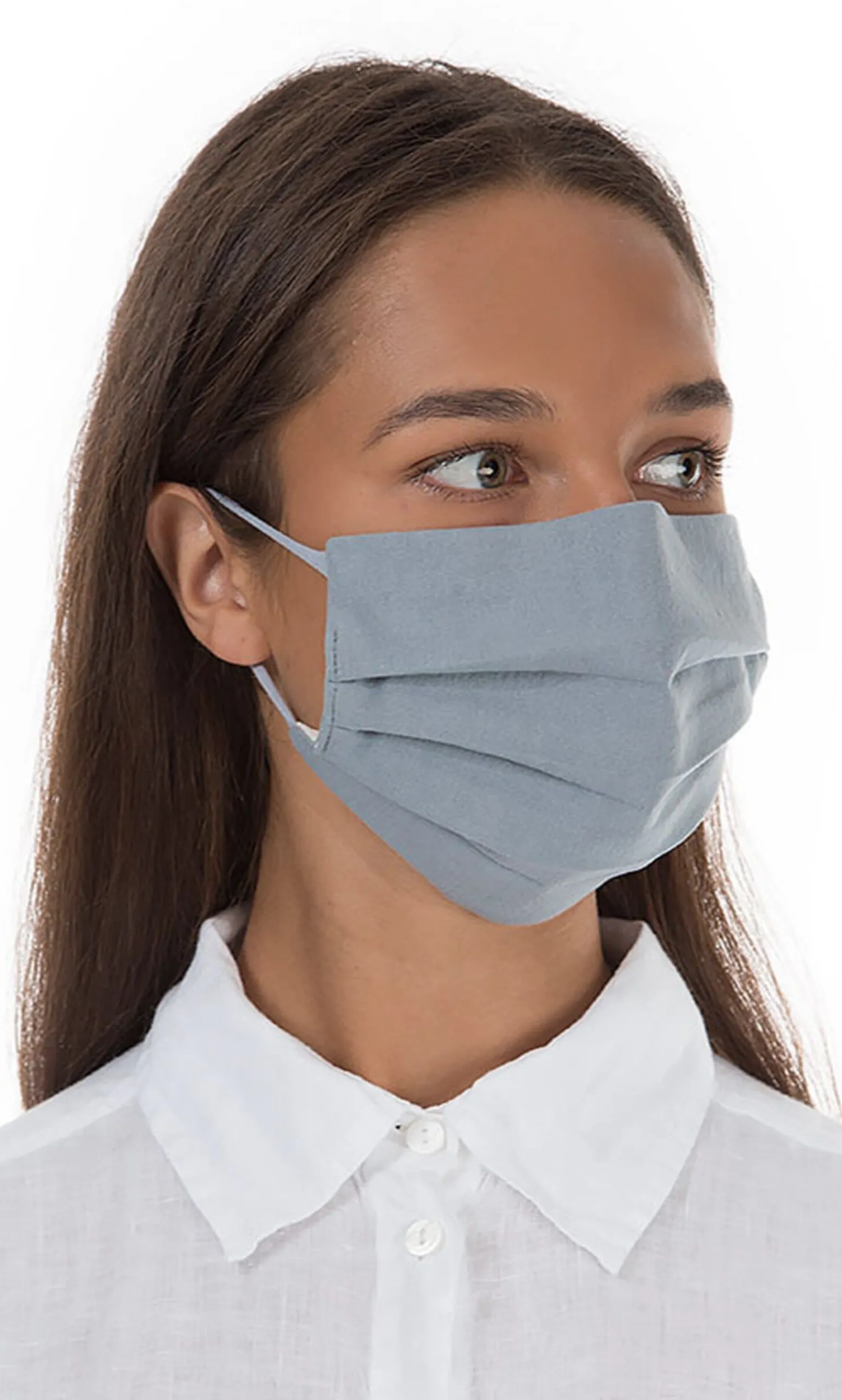 Pleated Face Mask & Pouch - Grey>Plümo Clearance