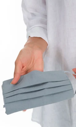 Pleated Face Mask & Pouch - Grey><noscript><img width=