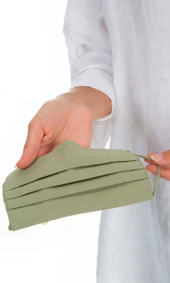Pleated Face Mask & Pouch - Leaf><noscript><img width=