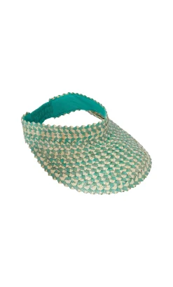Raffia Sun Visor - Aqua>Plümo Outlet