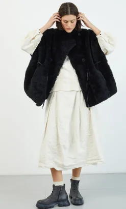 Shearling Cape - Black><noscript><img width=