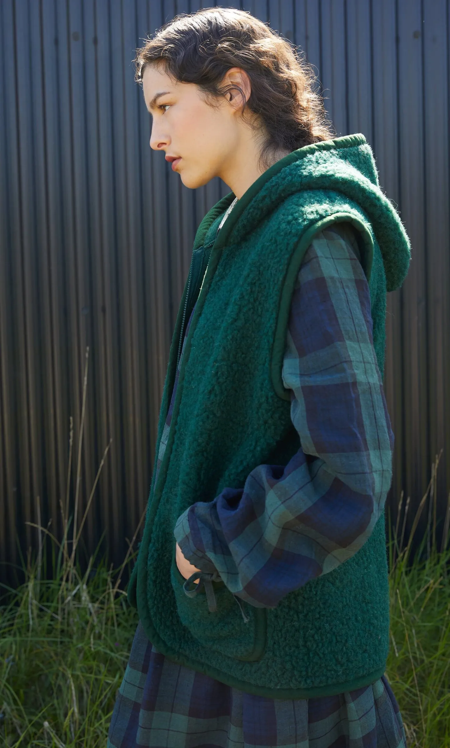 Wool Gilet - Bottle Green>Plümo Clearance