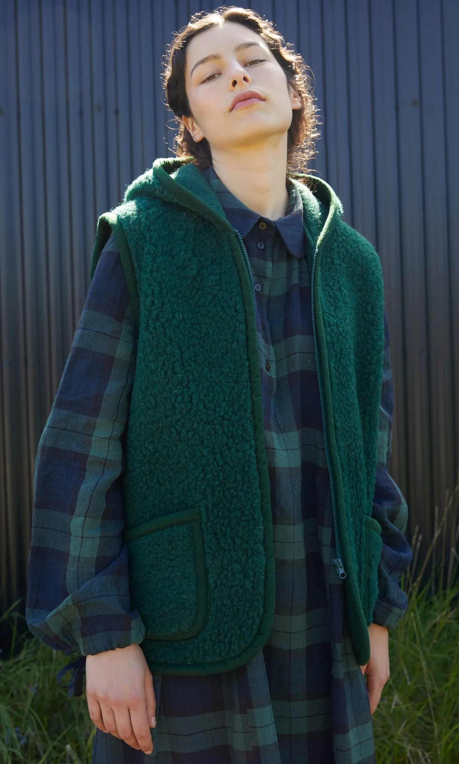 Wool Gilet - Bottle Green>Plümo Clearance