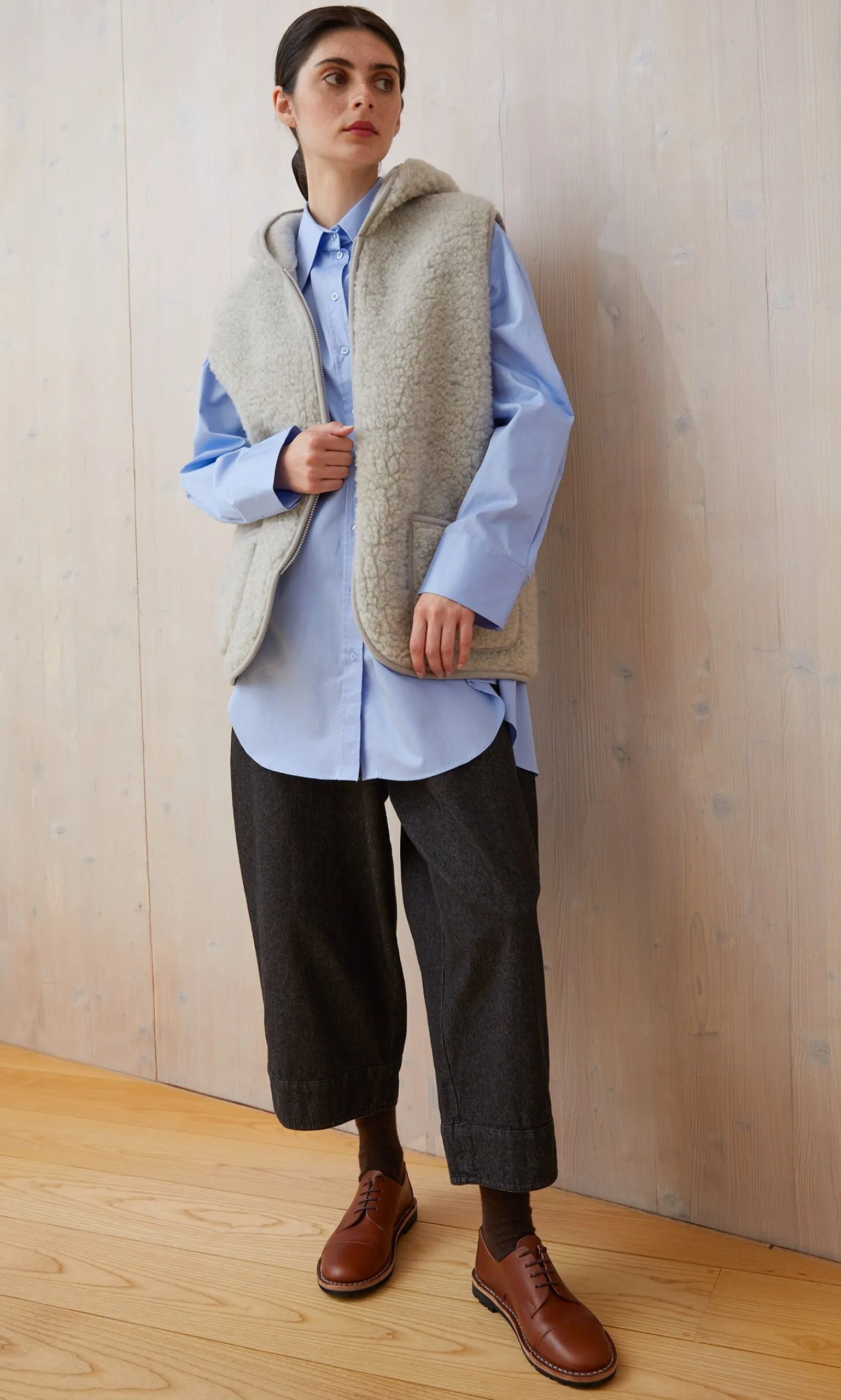 Wool Gilet - Light Grey>Plümo Online